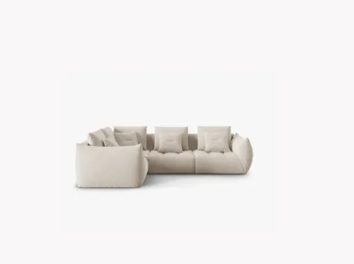 SOFA MODUŁOWA Narożna Bloom o zaoblonych kształtach, tapicerka ecru, designerski styl - 316 cm