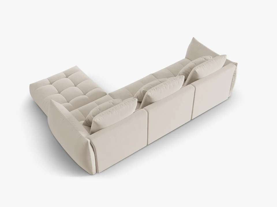 SOFA MODUŁOWA Narożna Bloom o zaoblonych kształtach, tapicerka ecru, designerski styl - 332 cm, ekskluzywna SOFA MODUŁOWA Narożna Bloom o zaoblonych kształtach, tapicerka ecru, designerski styl - 332 cm, ekskluzywna