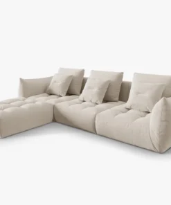 SOFA MODUŁOWA Narożna Bloom o zaoblonych kształtach, tapicerka ecru, designerski styl - 332 cm, piękna