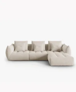 SOFA MODUŁOWA Narożna Bloom o zaoblonych kształtach, tapicerka ecru, designerski styl - 332 cm