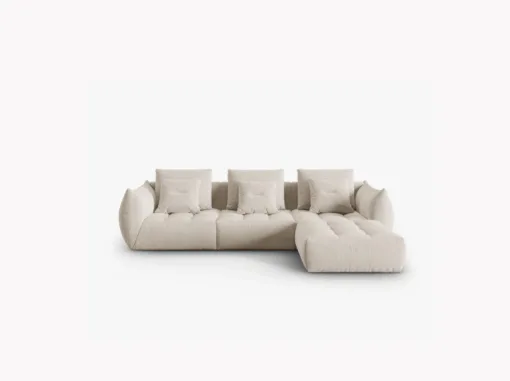 SOFA MODUŁOWA Narożna Bloom o zaoblonych kształtach, tapicerka ecru, designerski styl - 332 cm
