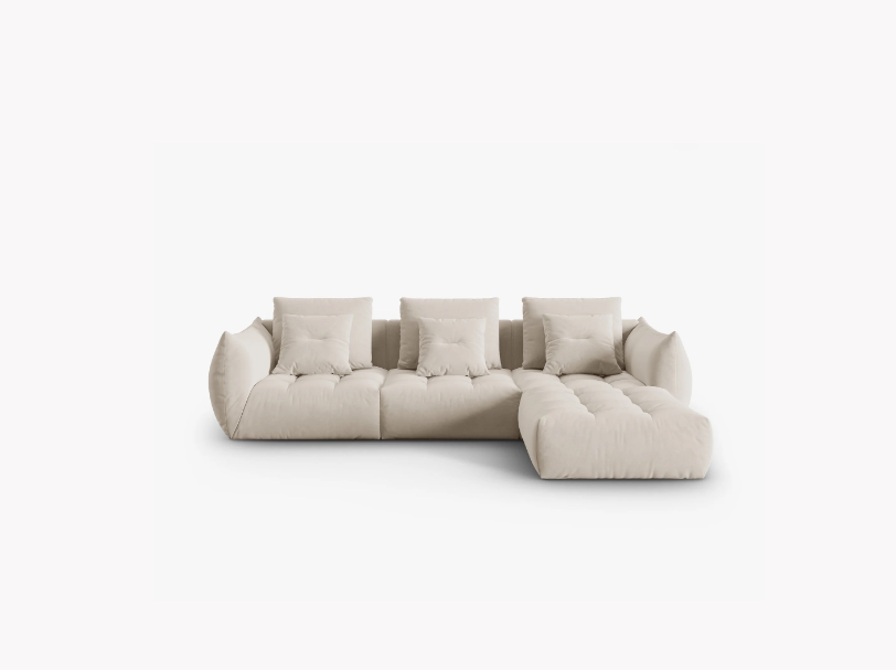 SOFA MODUŁOWA Narożna Bloom o zaoblonych kształtach, tapicerka ecru, designerski styl - 332 cm SOFA MODUŁOWA Narożna Bloom o zaoblonych kształtach, tapicerka ecru, designerski styl - 332 cm