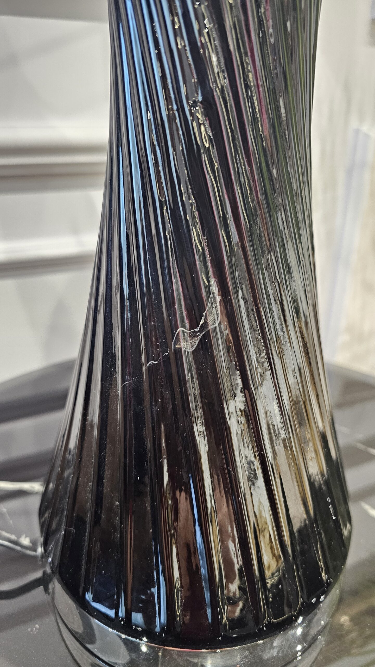 LAMPA STOŁOWA czarna, szklana podstawa, czarny abażur, nowoczesna - OUTLET