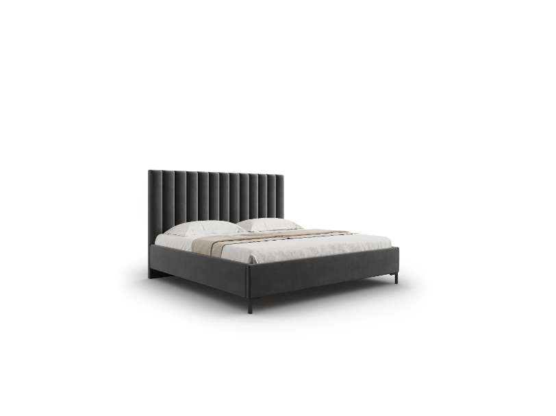 ŁÓŻKO Allison tapicerowane, plisowany zagłówek, prosta rama, szara tkanina, nowoczesny styl ŁÓŻKO Allison tapicerowane, plisowany zagłówek, prosta rama, szara tkanina, nowoczesny styl