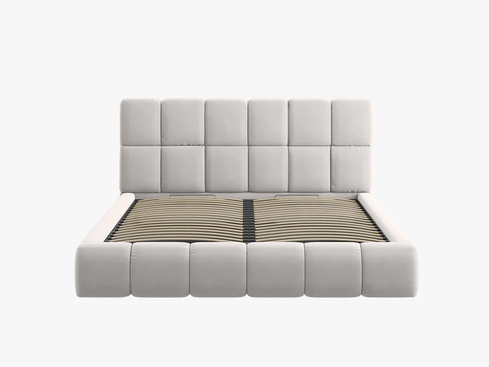 ŁÓŻKO Bellis tapicerowane, srebrne, elegancko przeszywane wezgłowie, pojemnik na pościel, nowoczesny styl, ekskluzywne ŁÓŻKO Bellis tapicerowane, srebrne, elegancko przeszywane wezgłowie, pojemnik na pościel, nowoczesny styl, ekskluzywne