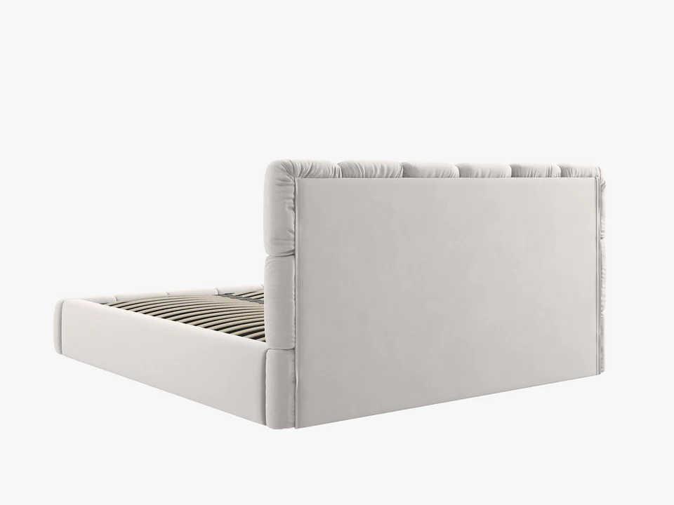 ŁÓŻKO Bellis tapicerowane, srebrne, elegancko przeszywane wezgłowie, pojemnik na pościel, nowoczesny styl, premium ŁÓŻKO Bellis tapicerowane, srebrne, elegancko przeszywane wezgłowie, pojemnik na pościel, nowoczesny styl, premium