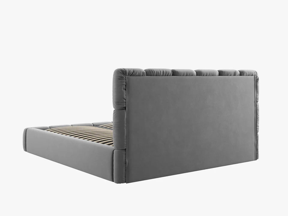 ŁÓŻKO Bellis tapicerowane, szare, elegancko przeszywane wezgłowie, pojemnik na pościel, nowoczesny styl, premium ŁÓŻKO Bellis tapicerowane, szare, elegancko przeszywane wezgłowie, pojemnik na pościel, nowoczesny styl, premium