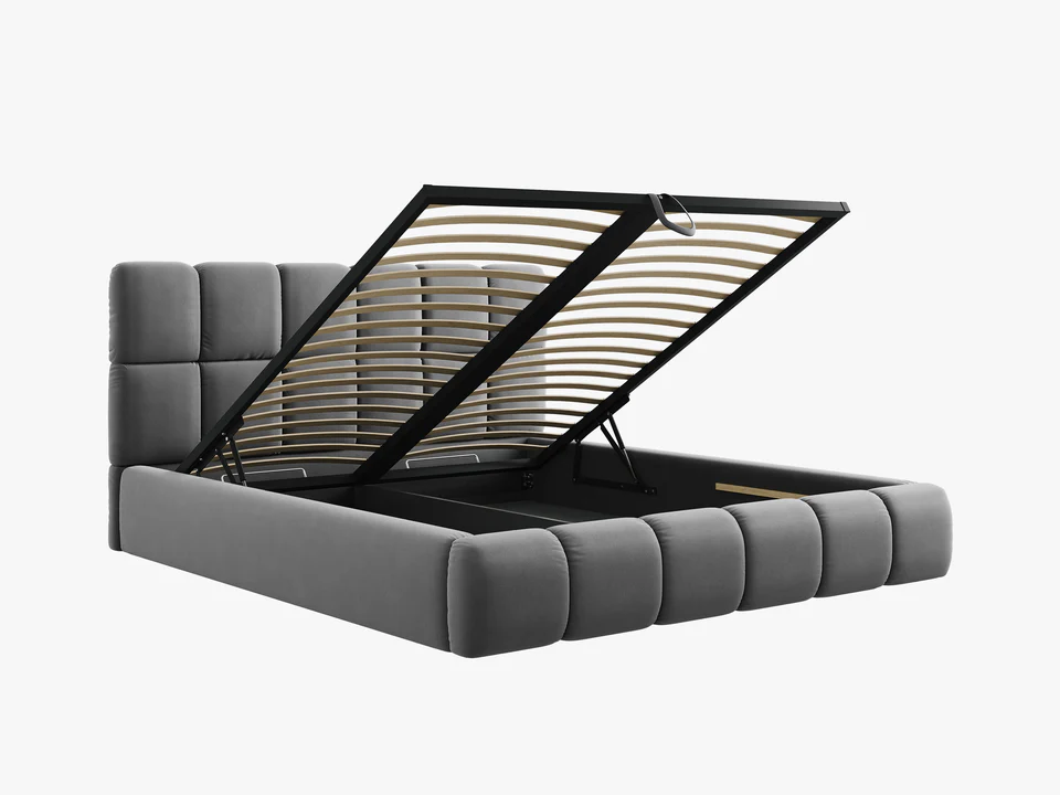 ŁÓŻKO Bellis tapicerowane, szare, elegancko przeszywane wezgłowie, pojemnik na pościel, nowoczesny styl, wyjątkowe ŁÓŻKO Bellis tapicerowane, szare, elegancko przeszywane wezgłowie, pojemnik na pościel, nowoczesny styl, wyjątkowe