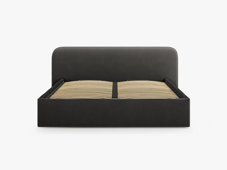 ŁÓŻKO Elizabeth tapicerowane, zaokrąglone, miękkie wezgłowie, czarna tkanina, designerski styl, piękne ŁÓŻKO Elizabeth tapicerowane, zaokrąglone, miękkie wezgłowie, czarna tkanina, designerski styl, piękne