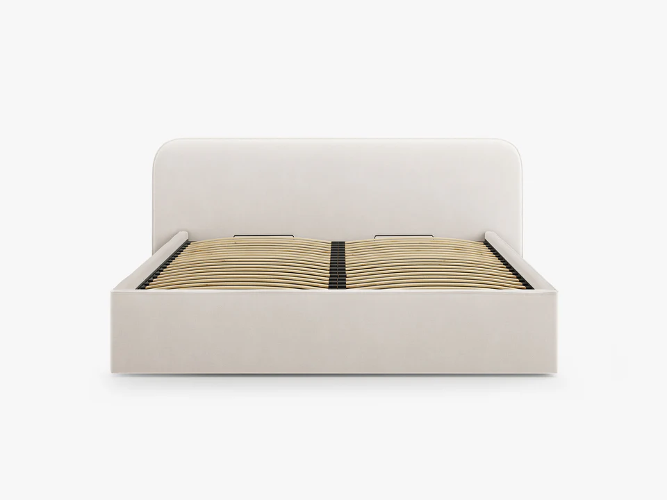 ŁÓŻKO Elizabeth tapicerowane, zaokrąglone, miękkie wezgłowie, tkanina w kolorze kości słoniowej, designerski styl, piękne ŁÓŻKO Elizabeth tapicerowane, zaokrąglone, miękkie wezgłowie, tkanina w kolorze kości słoniowej, designerski styl, piękne