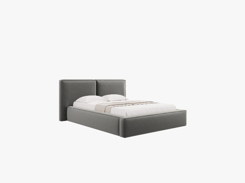 ŁÓŻKO Jodie tapicerowane z miękkim wezgłowiem, jasnoszare, pojemnik na pościel, nowoczesny styl ŁÓŻKO Jodie tapicerowane z miękkim wezgłowiem, jasnoszare, pojemnik na pościel, nowoczesny styl