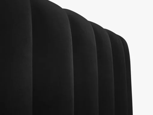 ŁÓŻKO Kelp tapicerowane, pionowe przeszycia, falista krawędź, czarna tkanina, designerski styl, wyjątkowe