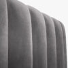 ŁÓŻKO Kelp tapicerowane, pionowe przeszycia, falista krawędź, szara tkanina, designerski styl, wyjątkowe