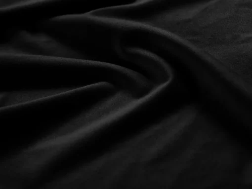 ŁÓŻKO Kelp tapicerowane, z podwójnym wezgłowiem, pionowe przeszycia, falista krawędź, czarna tkanina, designerski styl, wyjątkowe