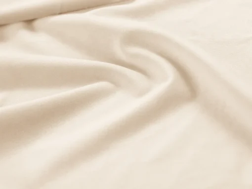 ŁÓŻKO Kelp tapicerowane, z podwójnym wezgłowiem, pionowe przeszycia, falista krawędź, jasnobeżowa tkanina, designerski styl, premium