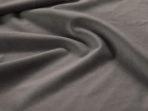ŁÓŻKO Kelp tapicerowane, z podwójnym wezgłowiem, pionowe przeszycia, falista krawędź, jasnoszara tkanina, designerski styl, na zamówienie