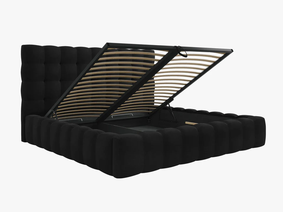 ŁÓŻKO Mamaia tapicerowane, designerskie przeszycia, czarna tkanina, designerski styl, piękne ŁÓŻKO Mamaia tapicerowane, designerskie przeszycia, czarna tkanina, designerski styl, piękne