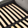 ŁÓŻKO Mamaia tapicerowane, z podwójnym wezgłowiem, nowoczesne przeszycia, falista krawędź, jasnoszara tkanina, designerski styl, na zamówienie