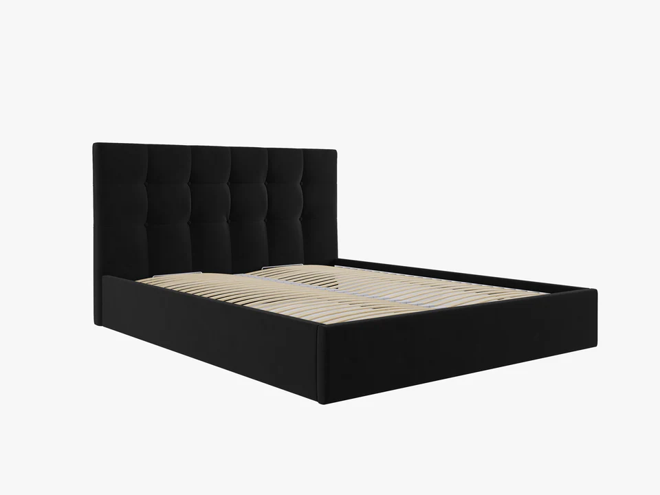 ŁÓŻKO Phaedra tapicerowane, pikowany zagłówek, proste kształty, czarna tkanina, nowoczesny styl, piękne ŁÓŻKO Phaedra tapicerowane, pikowany zagłówek, proste kształty, czarna tkanina, nowoczesny styl, piękne