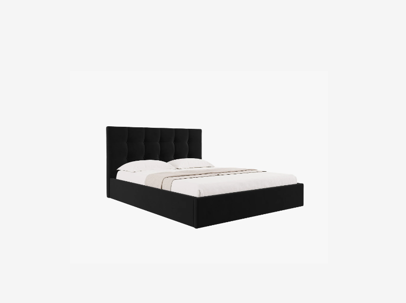 ŁÓŻKO Phaedra tapicerowane, pikowany zagłówek, proste kształty, czarna tkanina, nowoczesny styl ŁÓŻKO Phaedra tapicerowane, pikowany zagłówek, proste kształty, czarna tkanina, nowoczesny styl