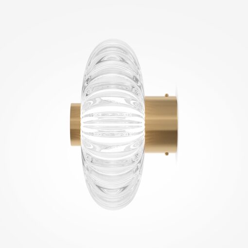 KINKIET Amulet okrągły, szklany abażur na złotej metalowej oprawie, LED-owe źródło światła, nowoczesny glamour 18 cm, ekskluzywny