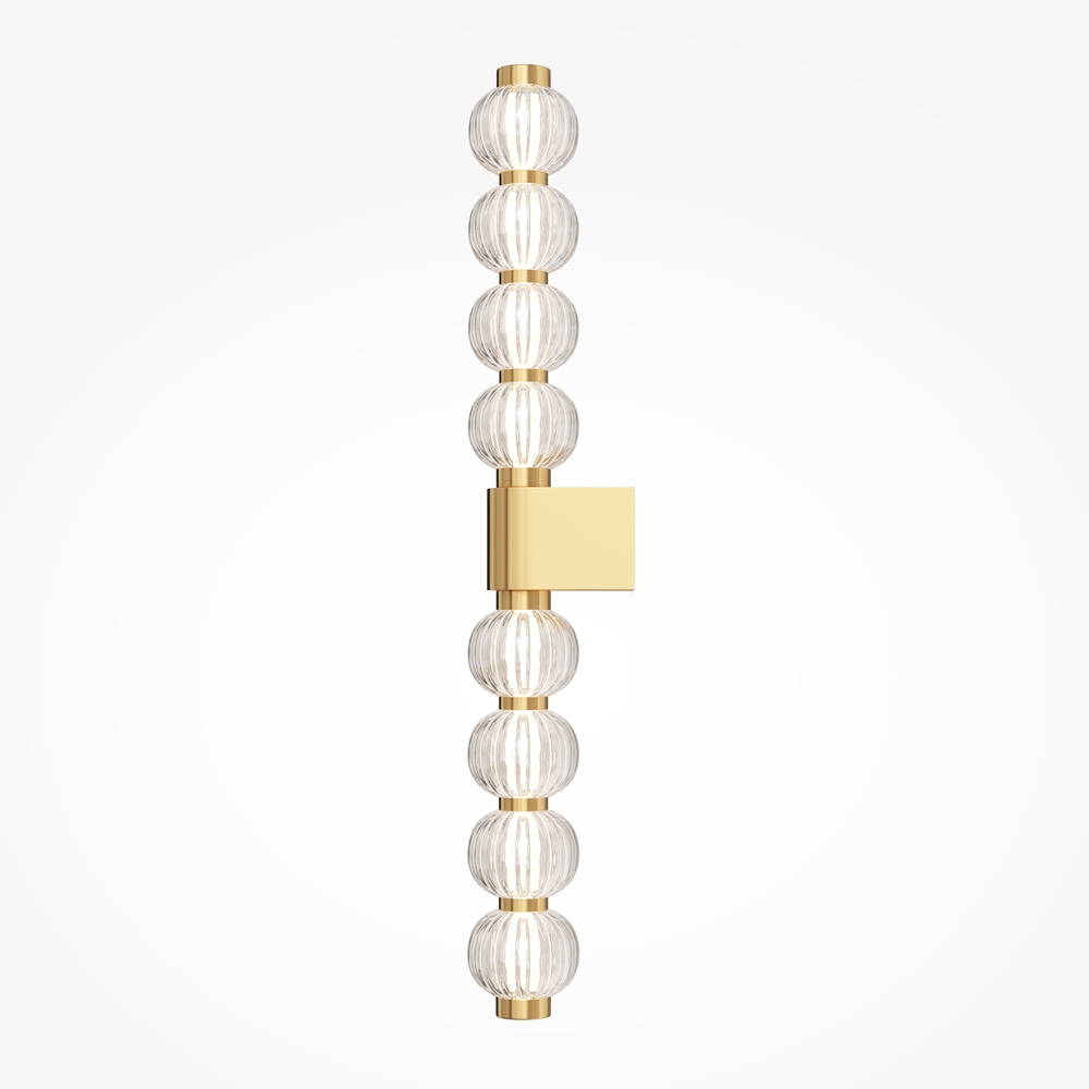 KINKIET Amulet podłużny, złota, metalowa oprawa, dekoracyjne, szklane kule, nowoczesny styl glamour, ekskluzywny KINKIET Amulet podłużny, złota, metalowa oprawa, dekoracyjne, szklane kule, nowoczesny styl glamour, ekskluzywny