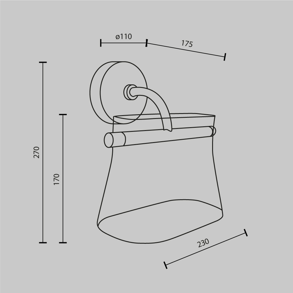 KINKIET Cabaret z mosiężną, metalową oprawą, szklany, transparentny klosz, designerski styl, wymiary KINKIET Cabaret z mosiężną, metalową oprawą, szklany, transparentny klosz, designerski styl, wymiary