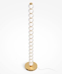 LAMPA PODŁOGOWA Amulet na złotej, metalowej podstawie, szklane kule, nowoczesny glamour, ekskluzywna