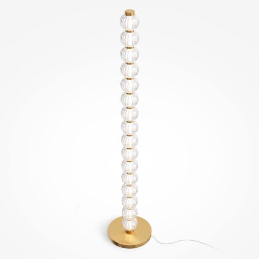LAMPA PODŁOGOWA Amulet na złotej, metalowej podstawie, szklane kule, nowoczesny glamour, ekskluzywna