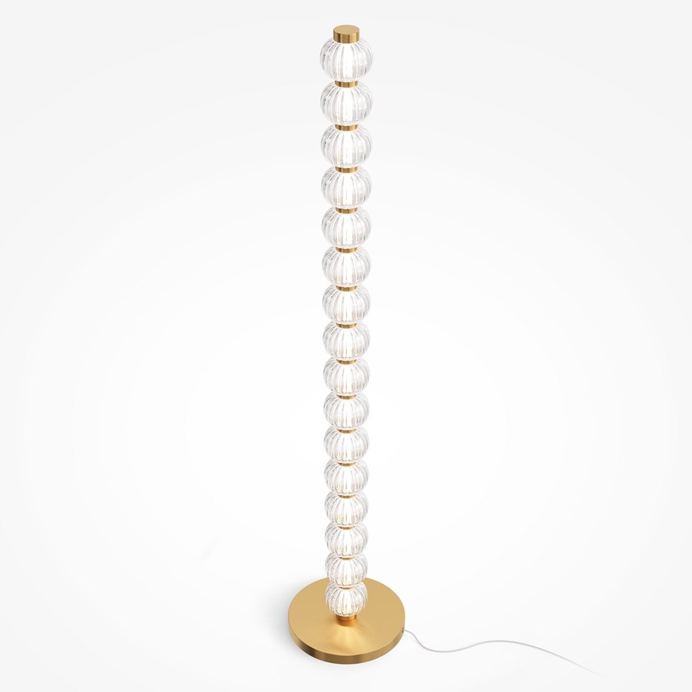 LAMPA PODŁOGOWA Amulet na złotej, metalowej podstawie, szklane kule, nowoczesny glamour, ekskluzywna LAMPA PODŁOGOWA Amulet na złotej, metalowej podstawie, szklane kule, nowoczesny glamour, ekskluzywna