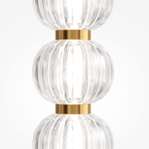 LAMPA PODŁOGOWA Amulet na złotej, metalowej podstawie, szklane kule, nowoczesny glamour, piękna