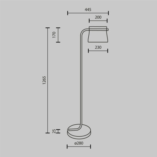 LAMPA PODŁOGOWA Cabaret mosiężna, metalowa podstawa, szklany, transparentny klosz o designerskim wyglądzie, wymiary