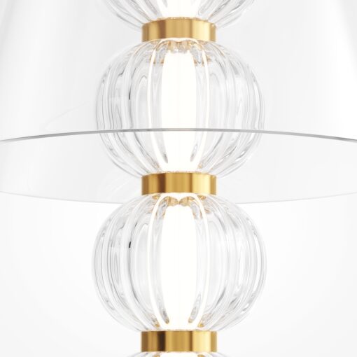 LAMPA STOŁOWA Amulet, złota podstawa ze szklanymi kulami, transparentny abażur, nowoczesny glamour, piękna