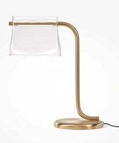 LAMPA STOŁOWA Cabaret na mosiężnej, metalowej podstawie, szklany, transparentny klosz, designerski styl
