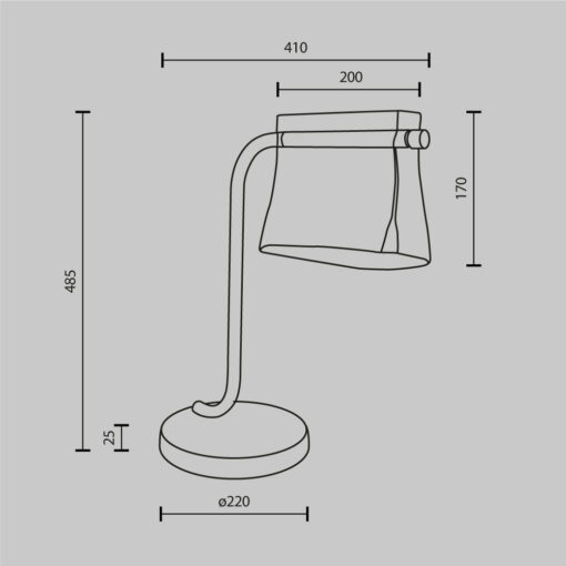 LAMPA STOŁOWA Cabaret na mosiężnej, metalowej podstawie, szklany, transparentny klosz, designerski styl, wymiary