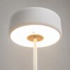 LAMPA STOŁOWA LED z metalową cienką nogą na płaskiej okrągłej podstawie, biała, akrylowy klosz, nowoczesny design, wyjątkowa
