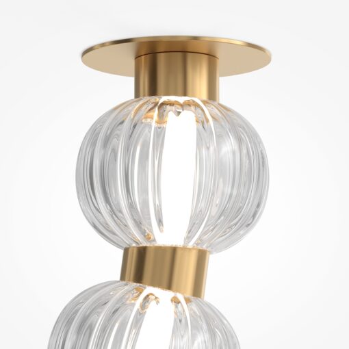 LAMPA SUFITOWA Amulet w kształcie naszyjnika, metalowa, złota oprawa z szklanymi kulami, nowoczesny glamour, premium