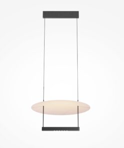 LAMPA WISZĄCA Ambience z białym, okrągłym, metalowym dyfuzorem, duża regulacja wysokości, designerski styl 42 cm