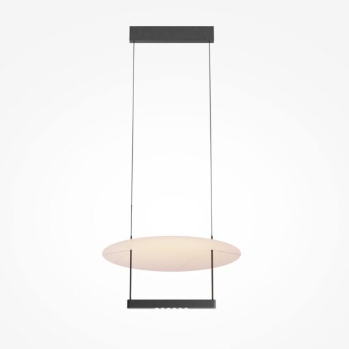 LAMPA WISZĄCA Ambience z białym, okrągłym, metalowym dyfuzorem, duża regulacja wysokości, designerski styl 42 cm