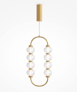 LAMPA WISZĄCA Amulet owalna, złota, metalowa oprawa, szklane kule, regulowana wysokość