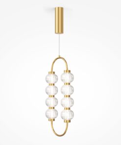 LAMPA WISZĄCA Amulet owalna, złota, metalowa oprawa, szklane kule, regulowana wysokość, wyjątkowa