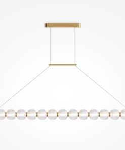 LAMPA WISZĄCA Amulet podłużna, złota oprawa, szklane kule, LED-owe źródło światła, nowoczesny glamour