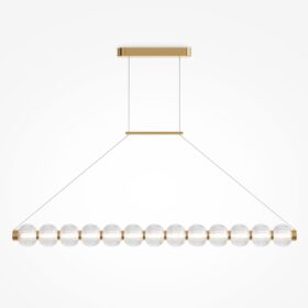 LAMPA WISZĄCA Amulet podłużna, złota oprawa, szklane kule, LED-owe źródło światła, nowoczesny glamour