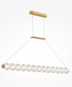 LAMPA WISZĄCA Amulet podłużna, złota oprawa, szklane kule, LED-owe źródło światła, nowoczesny glamour, ekskluzywna