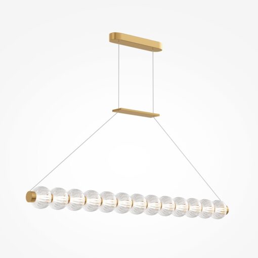 LAMPA WISZĄCA Amulet podłużna, złota oprawa, szklane kule, LED-owe źródło światła, nowoczesny glamour, ekskluzywna