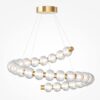 LAMPA WISZĄCA Amulet, złota, metalowa oprawa w kształcie spirali, szklane kule, nowoczesny glamour