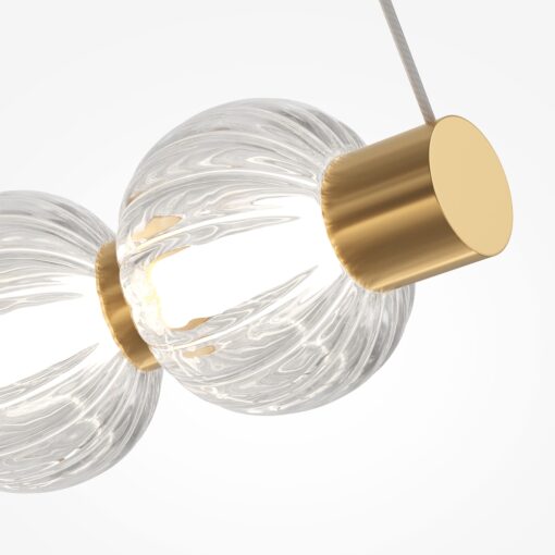 LAMPA WISZĄCA Amulet, złota, metalowa oprawa w kształcie spirali, szklane kule, nowoczesny glamour, piękna