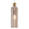 LAMPA WISZĄCA Antic jednopunktowa, złote, metalowe detale, szklany, żłobkowany klosz, retro z nutą nowoczesności, piękna