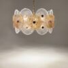 LAMPA WISZĄCA Aster na złotej, metalowej oprawie, klosz ze szklanych kół z dekoracyjnymi żłobieniami, nowoczesny styl, ekskluzywna