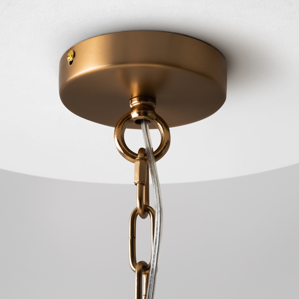 LAMPA WISZĄCA Aster na złotej, metalowej oprawie, klosz ze szklanych kół z dekoracyjnymi żłobieniami, nowoczesny styl, najwyższa jakość LAMPA WISZĄCA Aster na złotej, metalowej oprawie, klosz ze szklanych kół z dekoracyjnymi żłobieniami, nowoczesny styl, najwyższa jakość